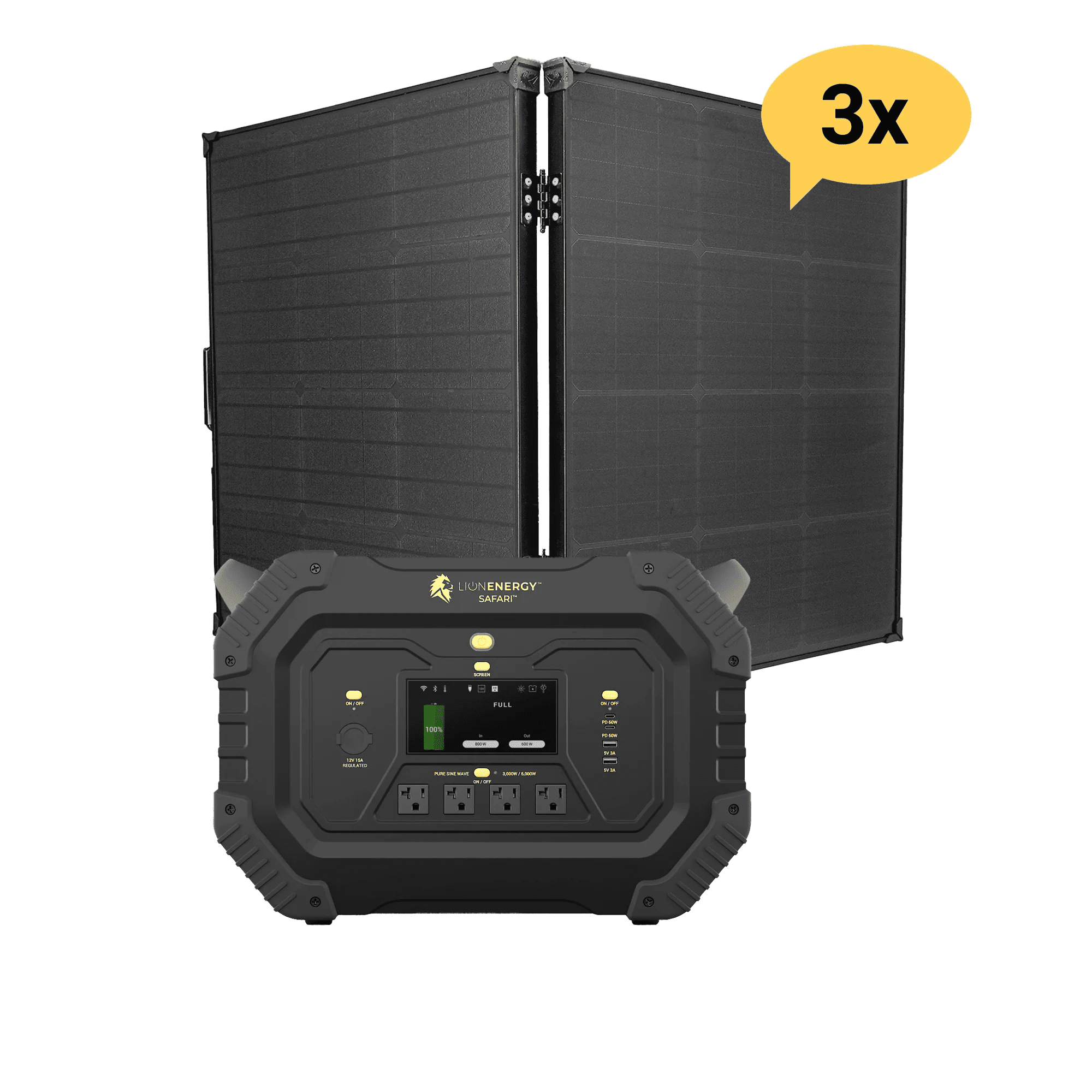 Lion Energy Safari 3000W Portable Power Station Custom Bundle Solar Generator Kit - Generator Vault-0 Solar panels-0 EMP Bags-0 LED light strings
