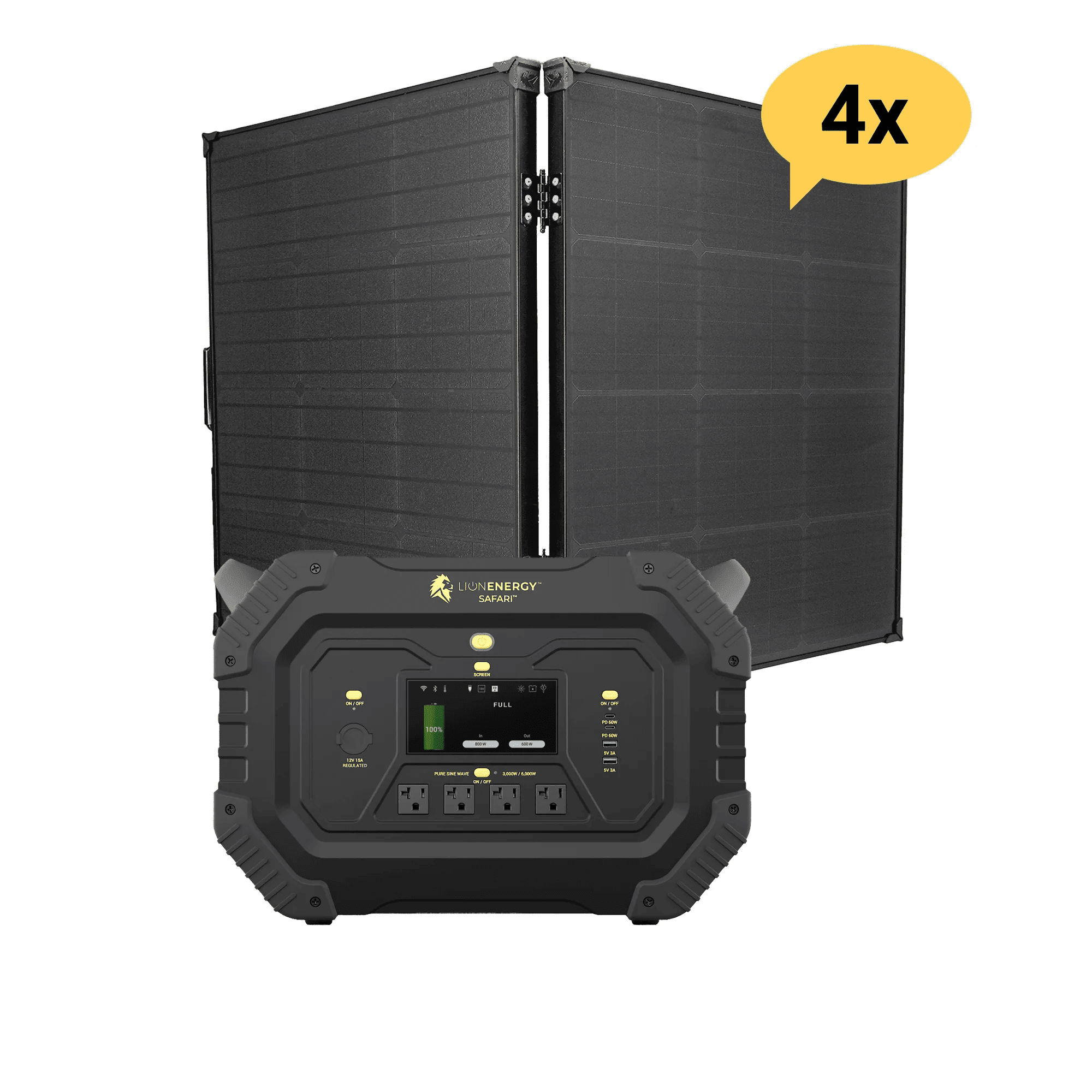 Lion Energy Safari 3000W Portable Power Station Custom Bundle Solar Generator Kit - Generator Vault-0 Solar panels-0 EMP Bags-0 LED light strings