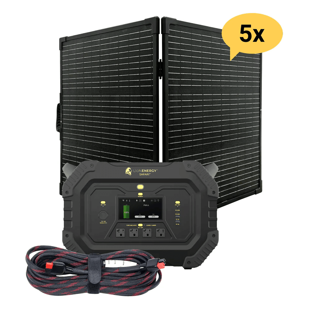 Lion Energy Safari 3000W Portable Power Station Custom Bundle Solar Generator Kit - Generator Vault-0 Solar panels-0 EMP Bags-0 LED light strings