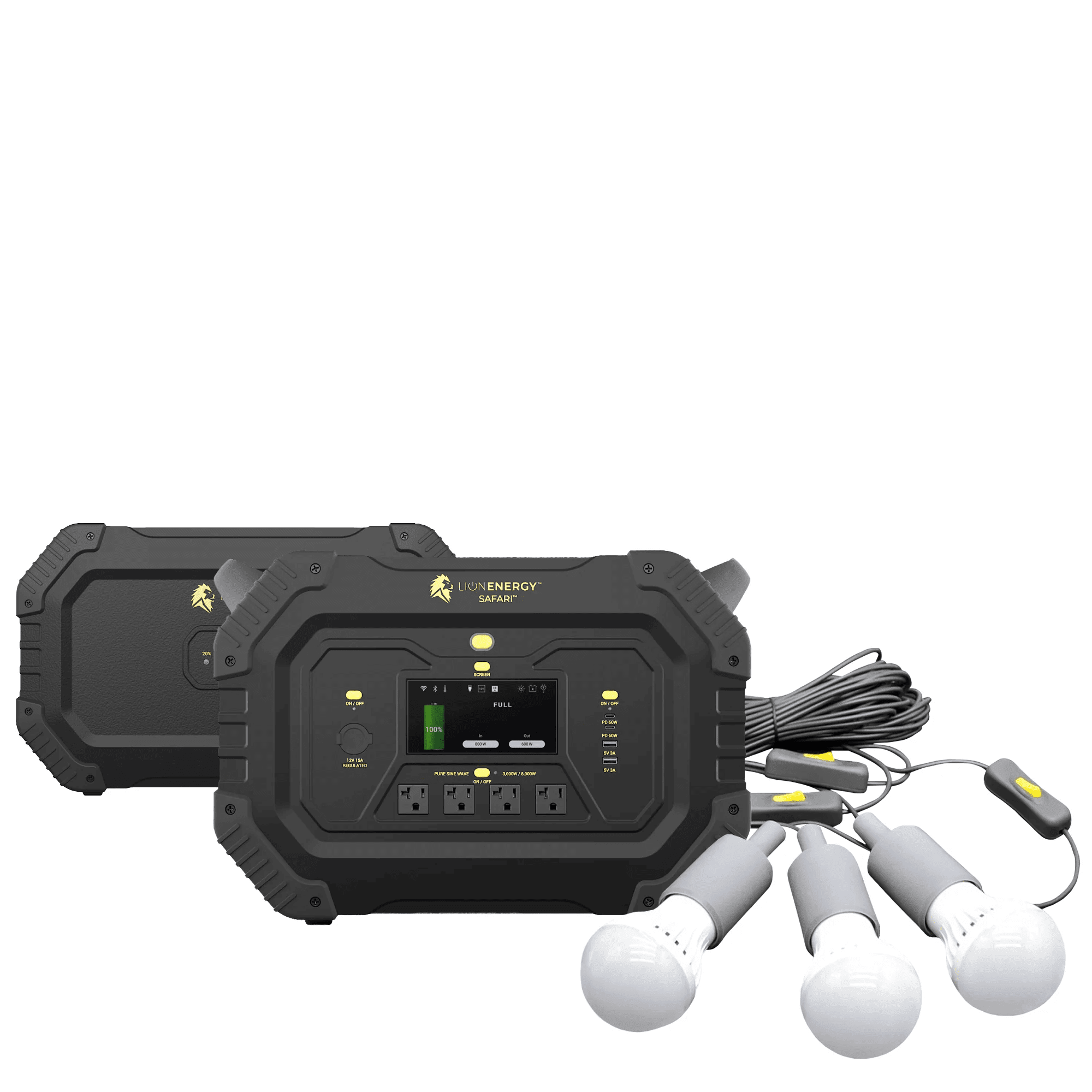 Lion Energy Safari Plus XP 4300Wh Solar Generator Kit Bundle - Generator Vault-0 Solar panels-0 EMP Bags-1 LED light string