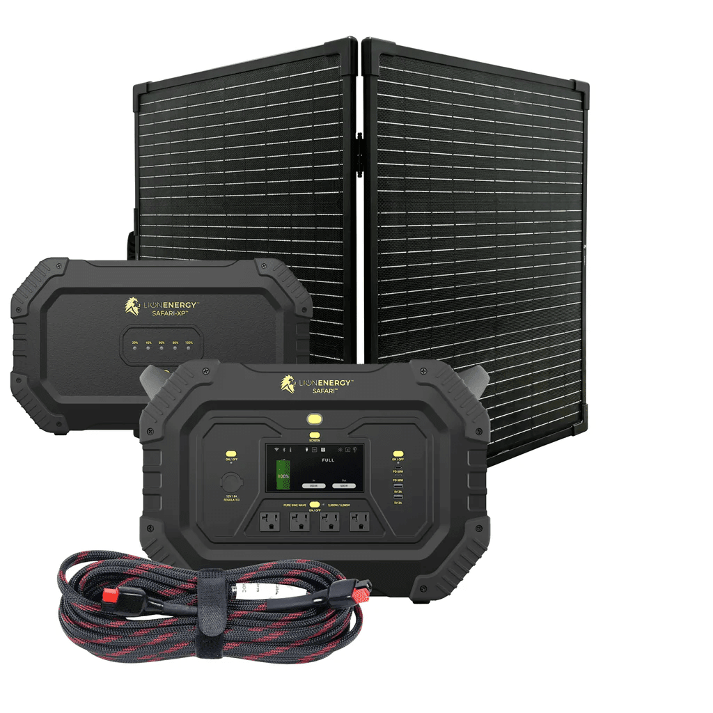 Lion Energy Safari Plus XP 4300Wh Solar Generator Kit Bundle - Generator Vault-1 Solar panels-0 EMP Bags-0 LED light strings