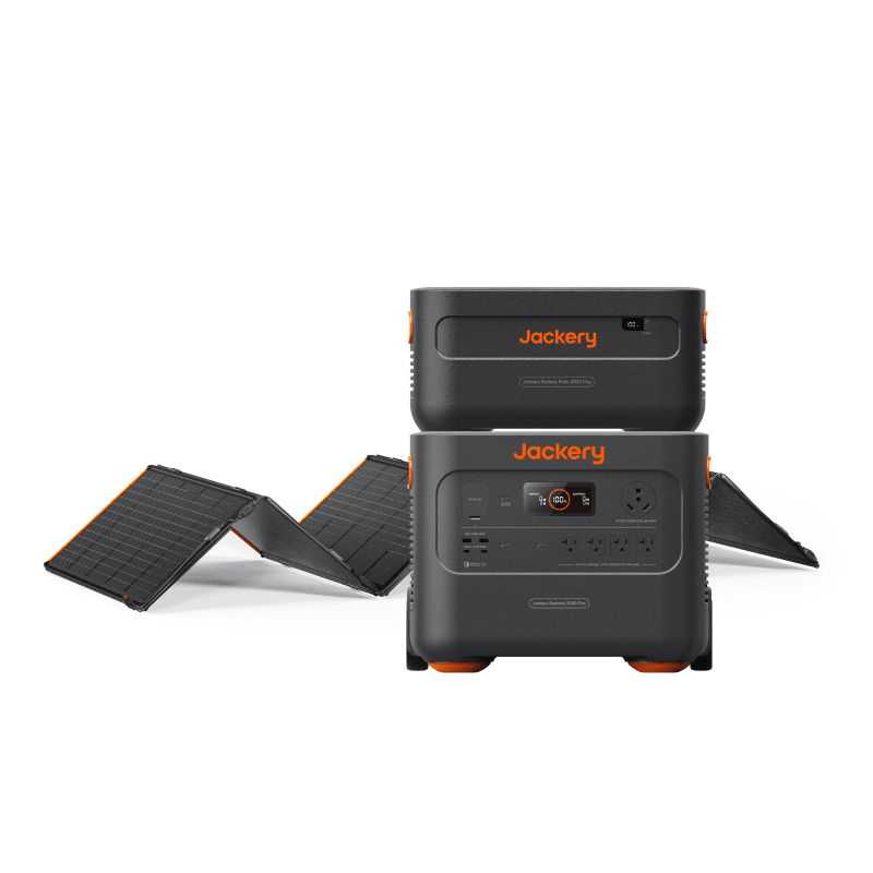 Jackery Solar Generator 2000 Plus Kit 4kWh Solar Generator Kit - Generator Vault - Explorer 2000 Plus Kit (4kWh) + SolarSaga 500 X - 