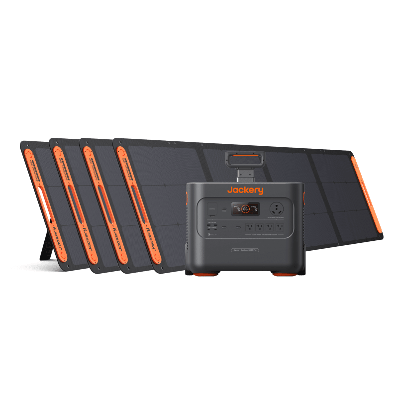 Jackery Solar Generator 3000 Pro Solar Generator Kit - Generator Vault - Explorer 3000 Pro + SolarSaga 200W x 4 - 