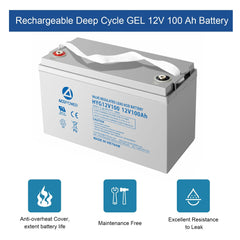 ACOPOWER12-100Ah Rechargeable Gel Deep Cycle 12V 100 Ah Battery with Button Style Terminals HYG12V100