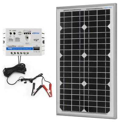 ACOPOWER 30W 12V Solar Charger Kit & 5A Charge Controller with Alligator Clips HY-CKM-30W