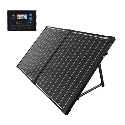 ACOPOWER 100W 12V Portable Solar Panel kit with Foldable Mono Suitcase &proteusX Waterproof 20A Charge Controller