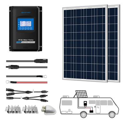 ACOPOWER 200W 12V Poly Solar RV Kits with 30A MPPT Charge Controller HY-SPKP-200W30A