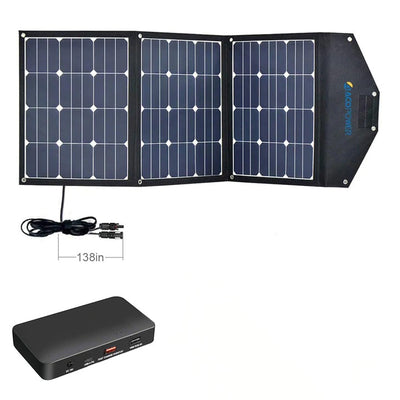 ACOPOWER 120W Portable Solar Panel Foldable Suitcase With Built In Integrated output Box