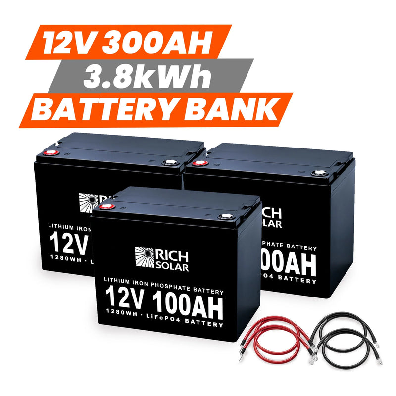 Rich Solar 12V - 300AH - 3.8kWh Lithium Battery Bank RS-1230038