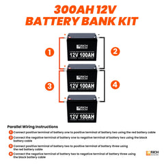 Rich Solar 12V - 300AH - 3.8kWh Lithium Battery Bank RS-1230038