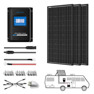 ACOPOWER 300W Mono Solar RV Kits with 30A MPPT Charge Controller HY-SPKM-300W30A