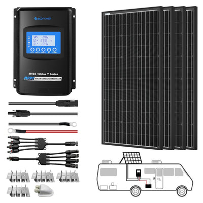 ACOPOWER 400W Mono Solar RV Kits with 40A MPPT Charge Controller HY-SPKM-400W40A