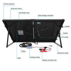 ACOPOWER 100W 12V Portable Solar Panel kit with Foldable Mono Suitcase &proteusX Waterproof 20A Charge Controller