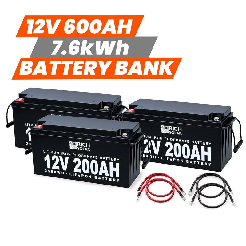 Rich Solar 12V - 600AH - 7.6kWh Lithium Battery Bank RS-B12600
