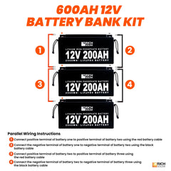 Rich Solar 12V - 600AH - 7.6kWh Lithium Battery Bank RS-B12600