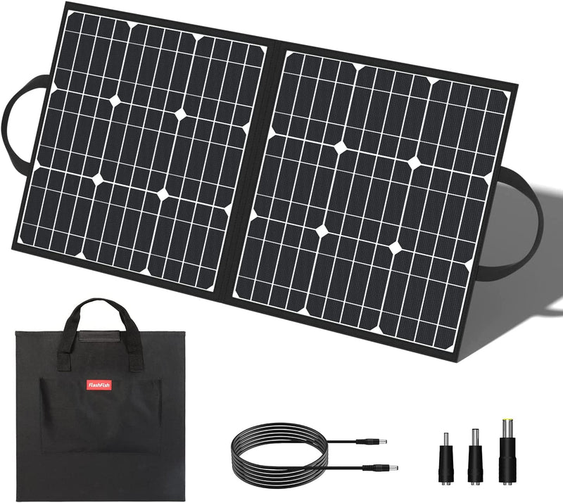 FlashFish 50W 18V Portable Solar Panel with 5V USB 18V DC Output SP18V50W