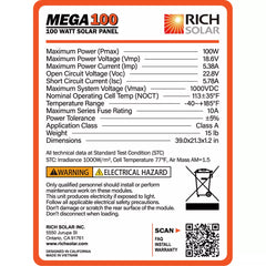 Rich Solar Mega 100 Watt Solar Panel RS-M100