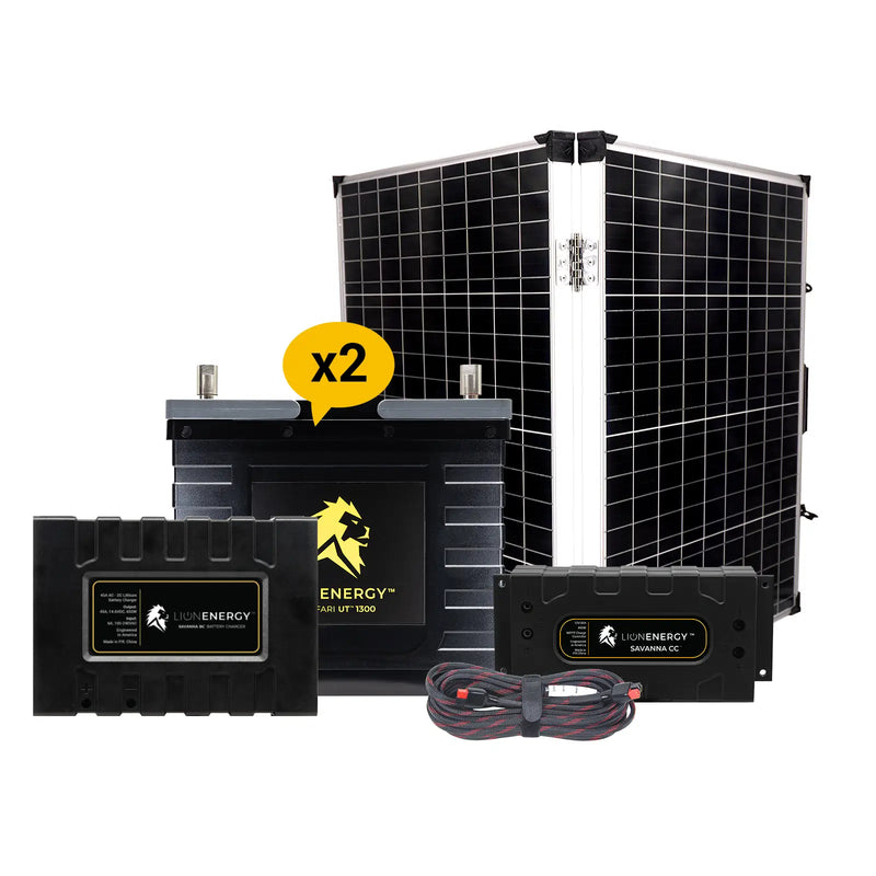 Lion Energy 12V 105Ah Lithium Battery Solar Power System with Charge Controller, Charger & 1 Panel 999RV216