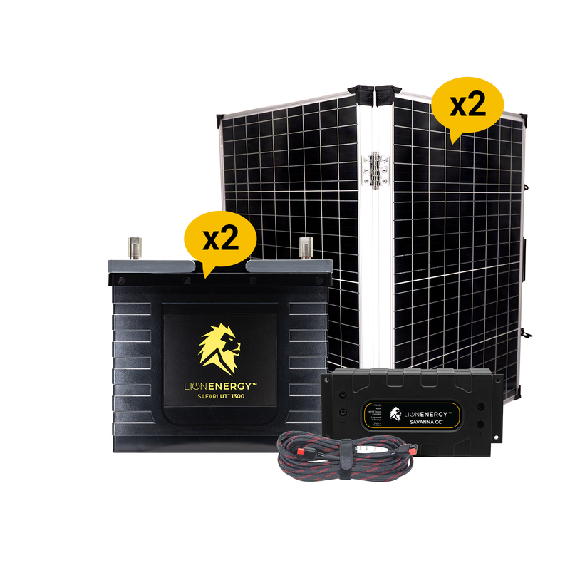 Lion Energy 12V 105Ah Lithium Battery Solar Power System with Charge Controller & 2 Panels 999RV225
