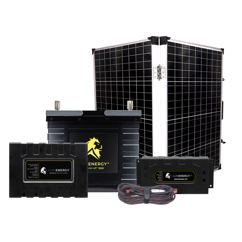 Lion Energy 12V 105Ah Lithium Battery Solar Power System with Charge Controller, Charger & 1 Panel 999RV116