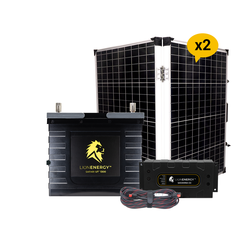 Lion Energy 12V 105Ah Lithium Battery Solar Power System with Charge Controller & 2 Panels 999RV125