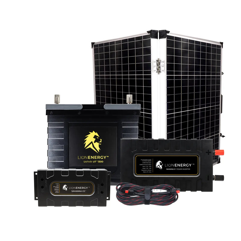 Lion Energy 12V 105Ah Lithium Battery Solar Power System with Inverter & Panel 999RV128