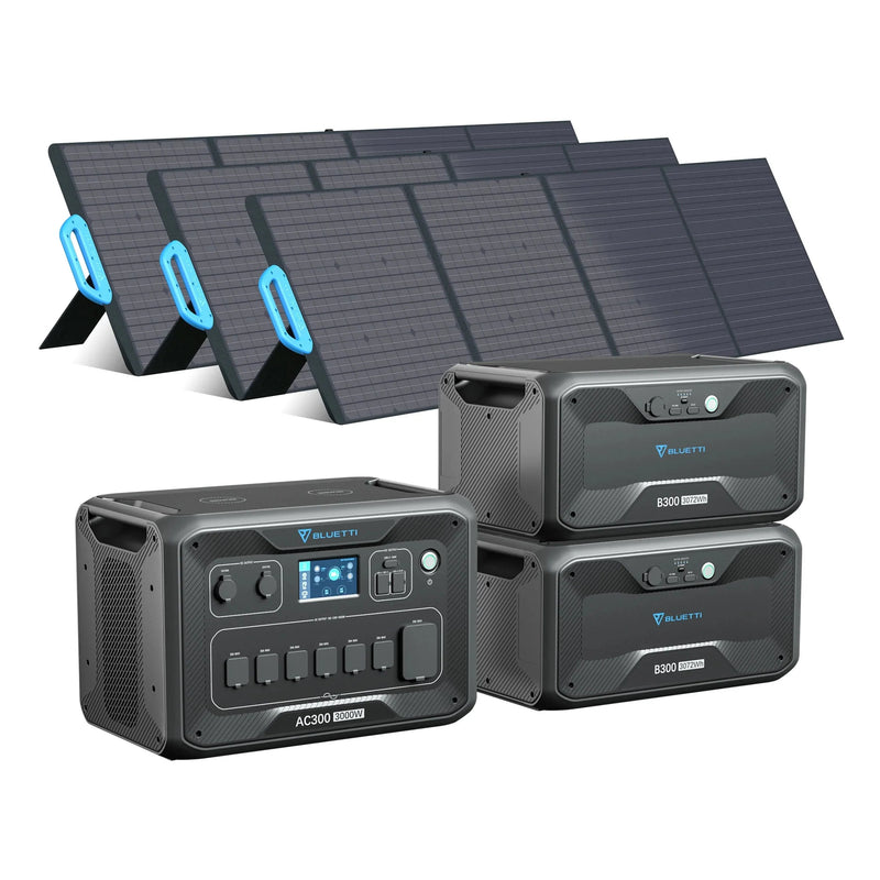 Bluetti AC300 3000W + 2*B300 3072Wh + 3*PV200 200W Solar Generator Kit
